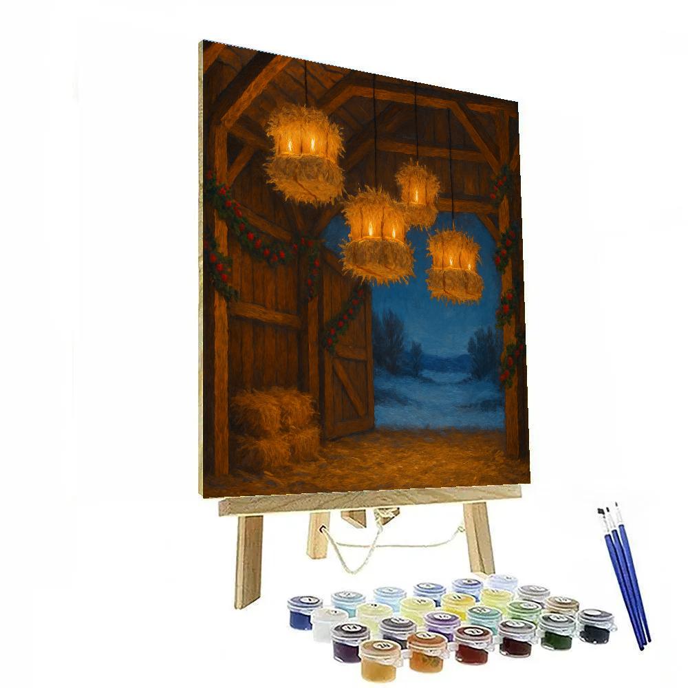 Christmas Barn Of Floating Hay Lanterns Number painting