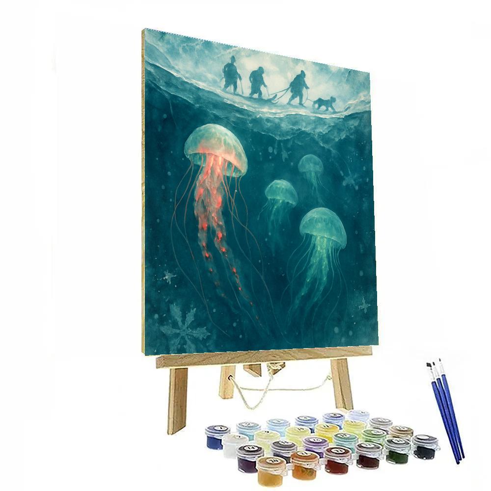 Christmas Jellyfish In The Frozen Sea Paint by numbers art