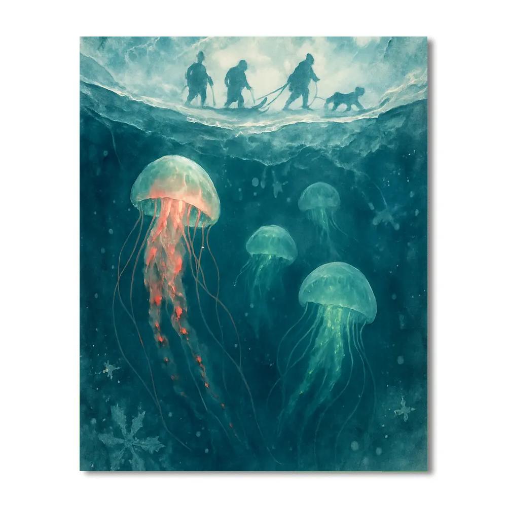 Christmas Jellyfish In The Frozen Sea Paint by numbers art