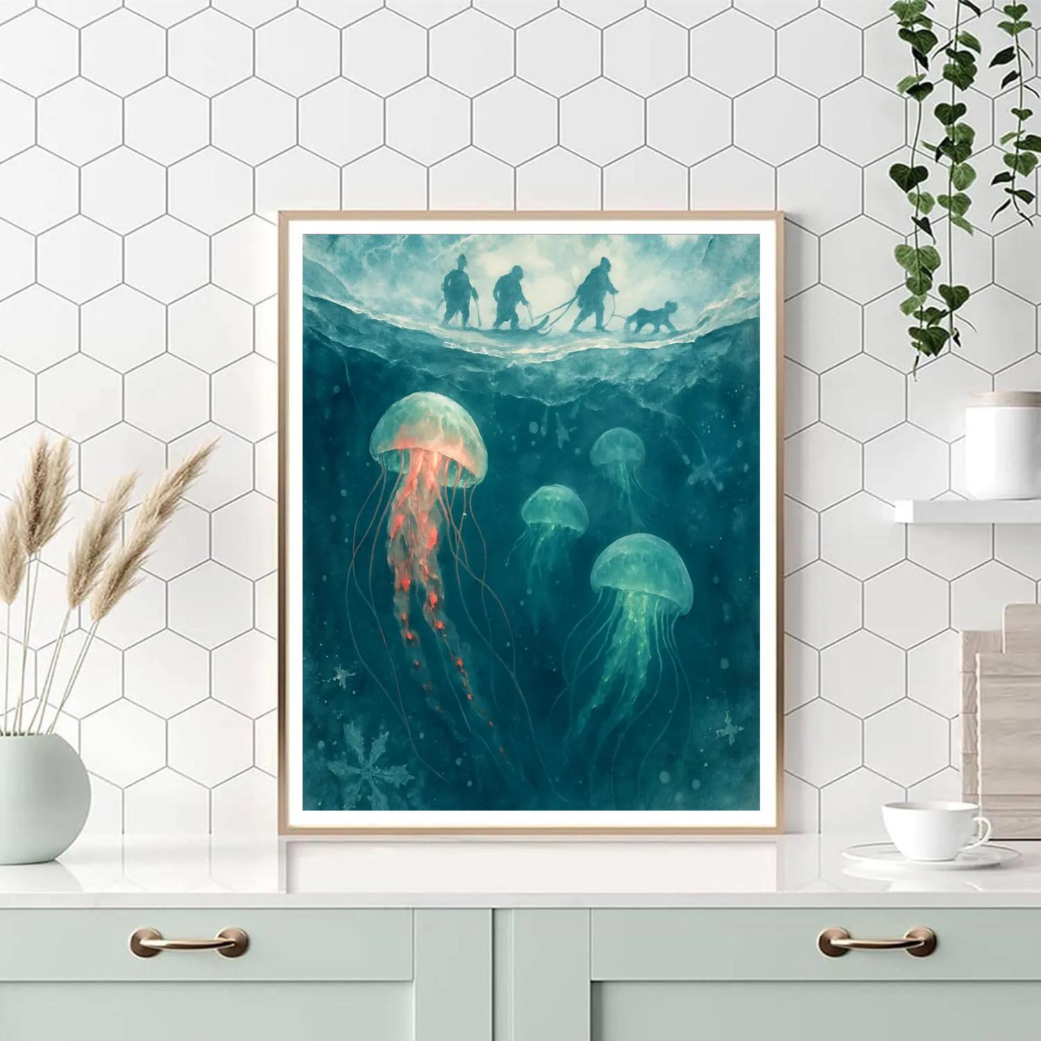 Christmas Jellyfish In The Frozen Sea Paint by numbers art
