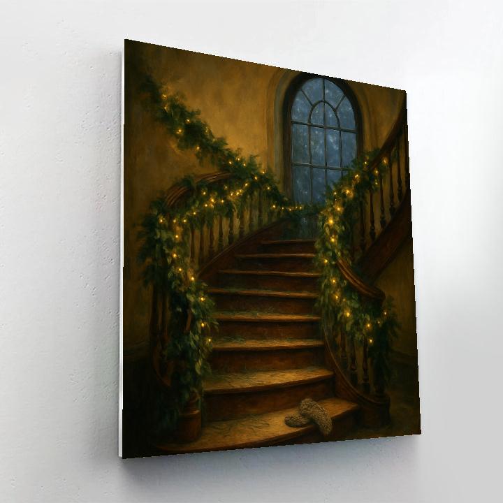 Christmas Staircase Of Evergreen Spirals Paint by numbers art