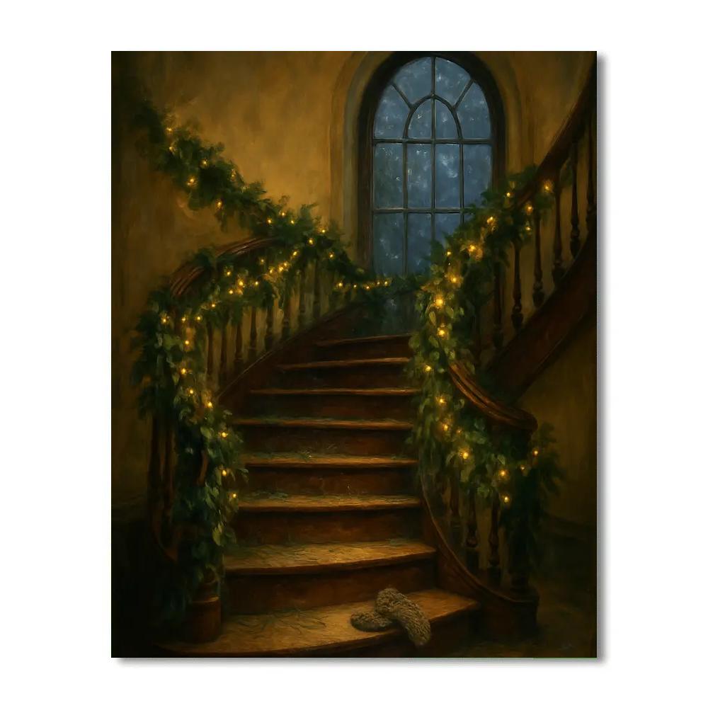 Christmas Staircase Of Evergreen Spirals Paint by numbers art