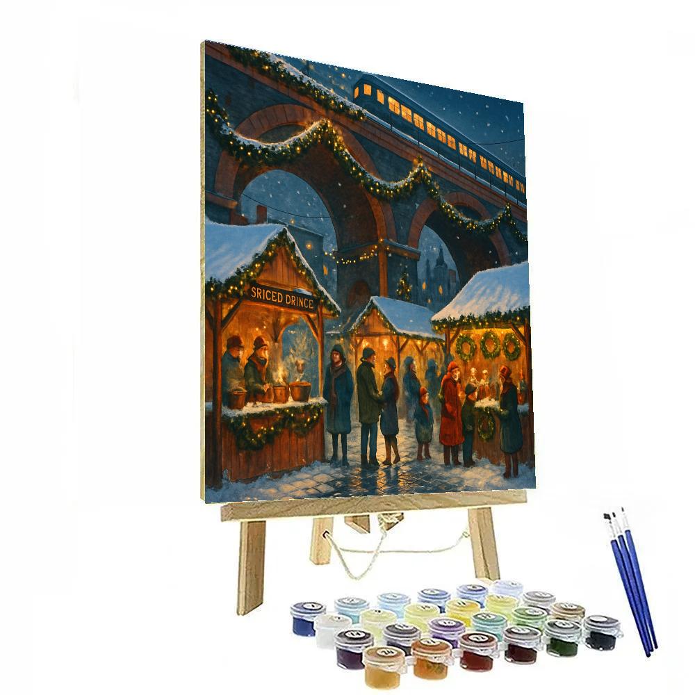 Christmas Market Beneath The Railway Bridge paint by number