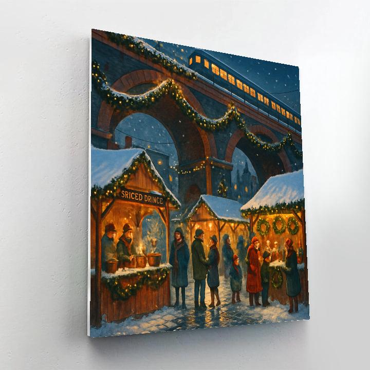 Christmas Market Beneath The Railway Bridge paint by number