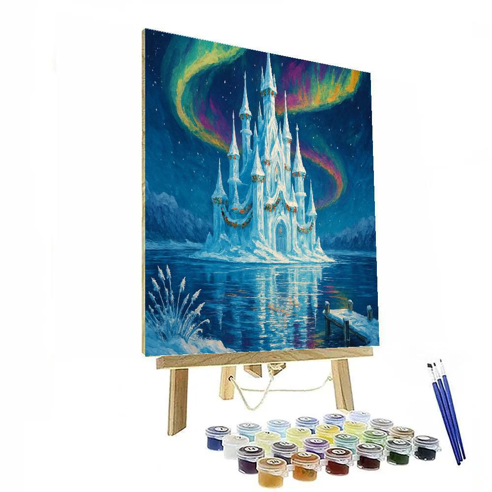 Christmas Aurora Over The Frozen Castle paint by numbers