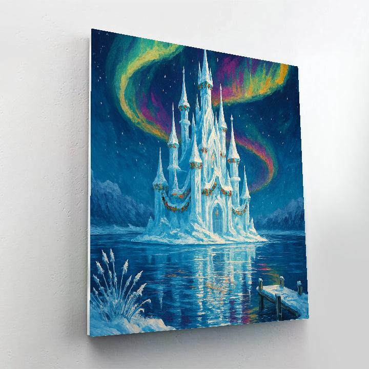 Christmas Aurora Over The Frozen Castle paint by numbers