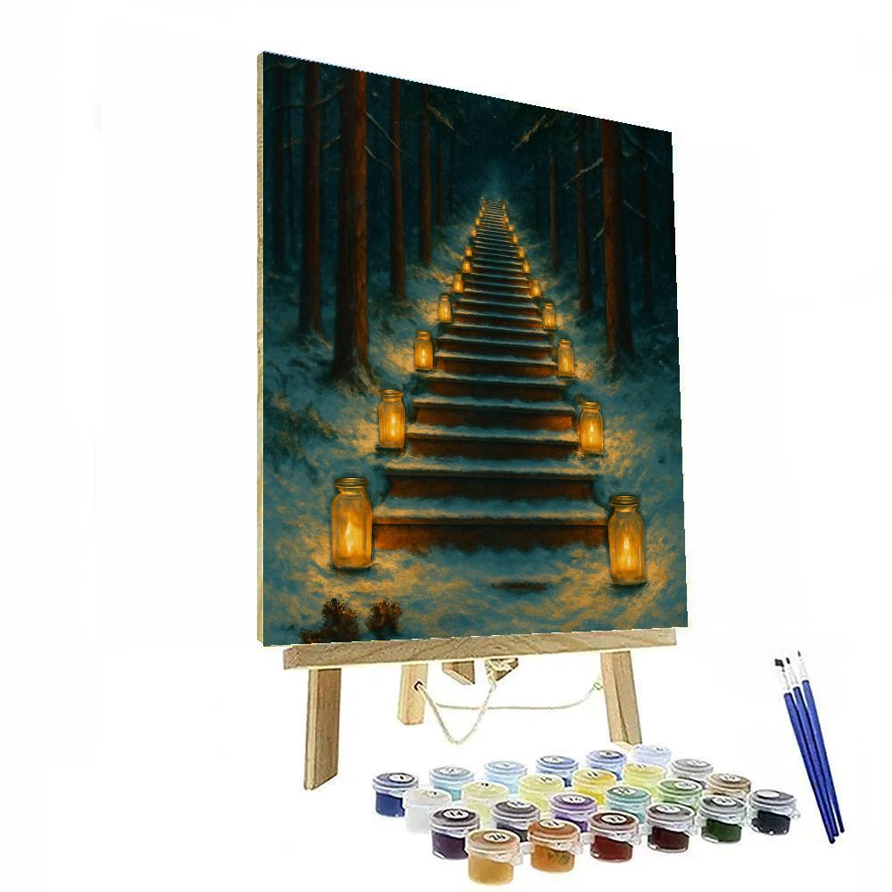 Christmas Stairway Through The Pines DIY paint by numbers