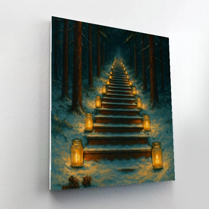 Christmas Stairway Through The Pines DIY paint by numbers