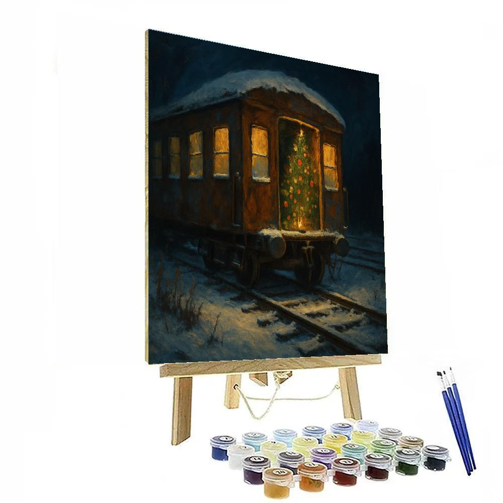 Christmas Tree In The Abandoned Train Car Painting by numbers kit
