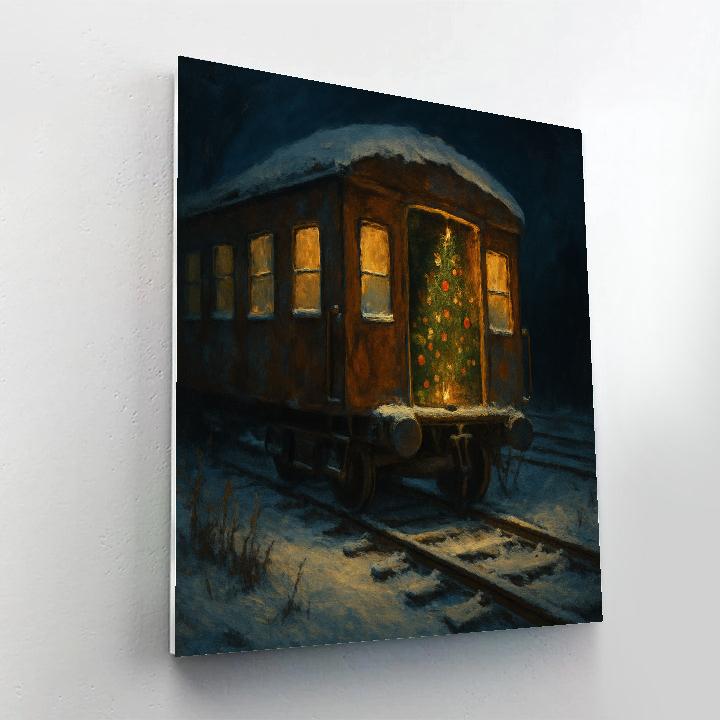 Christmas Tree In The Abandoned Train Car Painting by numbers kit