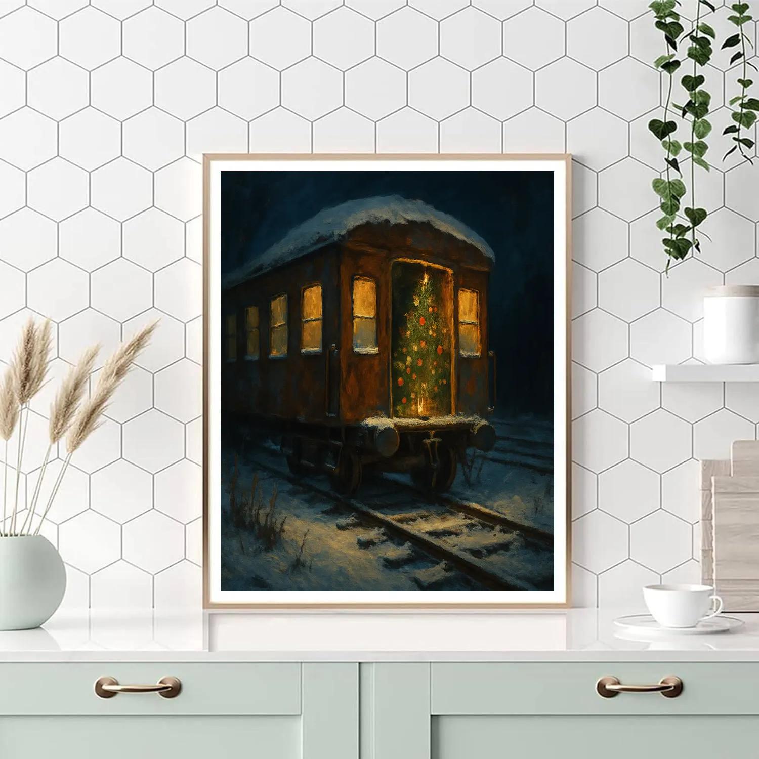 Christmas Tree In The Abandoned Train Car Painting by numbers kit
