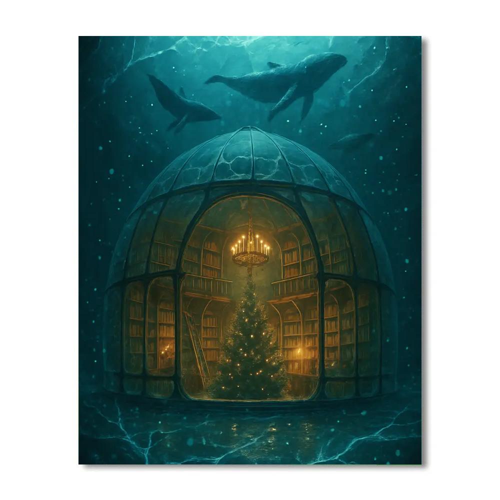 Christmas Polar Library Under The Ice paint by number