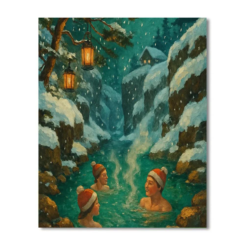Christmas Hot Springs In The Snowy Gorge painting number kit