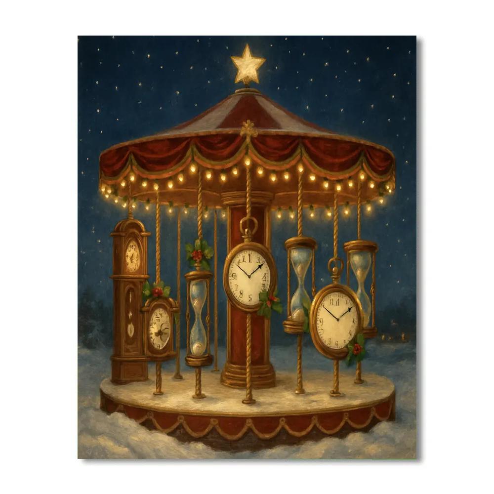 Christmas Carousel Of Timepieces Paint by numbers kits