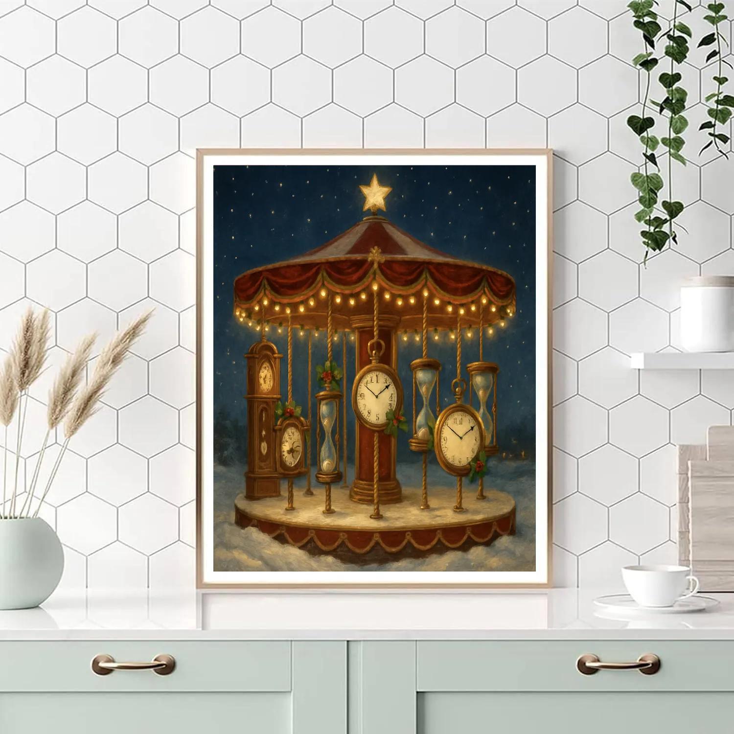 Christmas Carousel Of Timepieces Paint by numbers kits