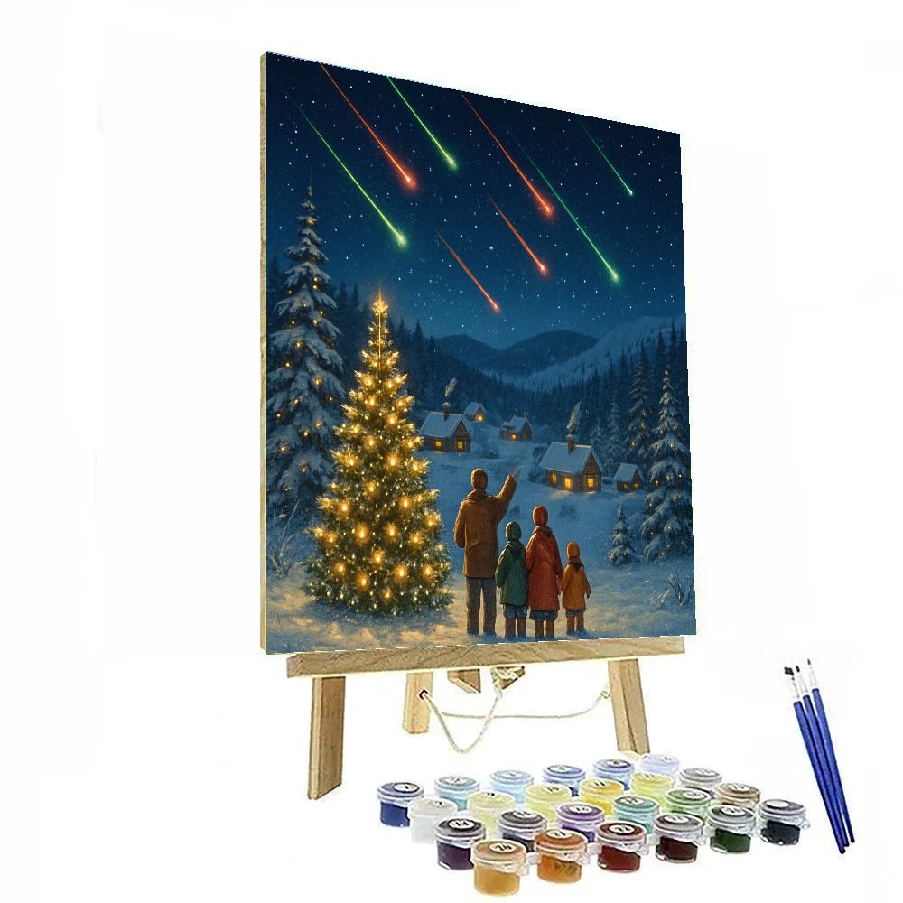 Christmas Meteor Shower Over The Pine Valley Paint by numbers art
