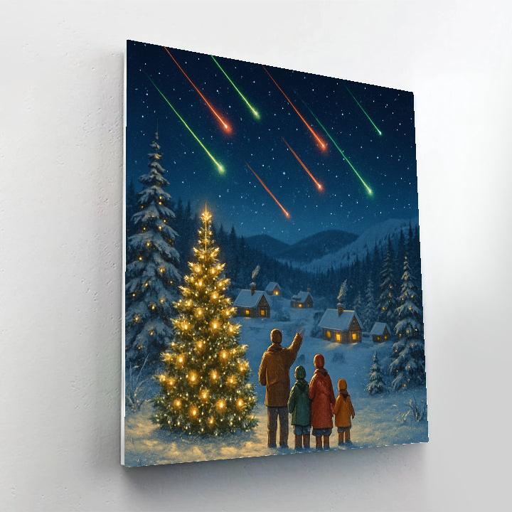 Christmas Meteor Shower Over The Pine Valley Paint by numbers art