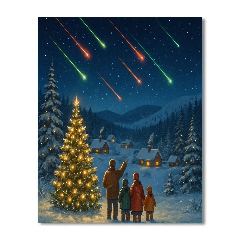 Christmas Meteor Shower Over The Pine Valley Paint by numbers art