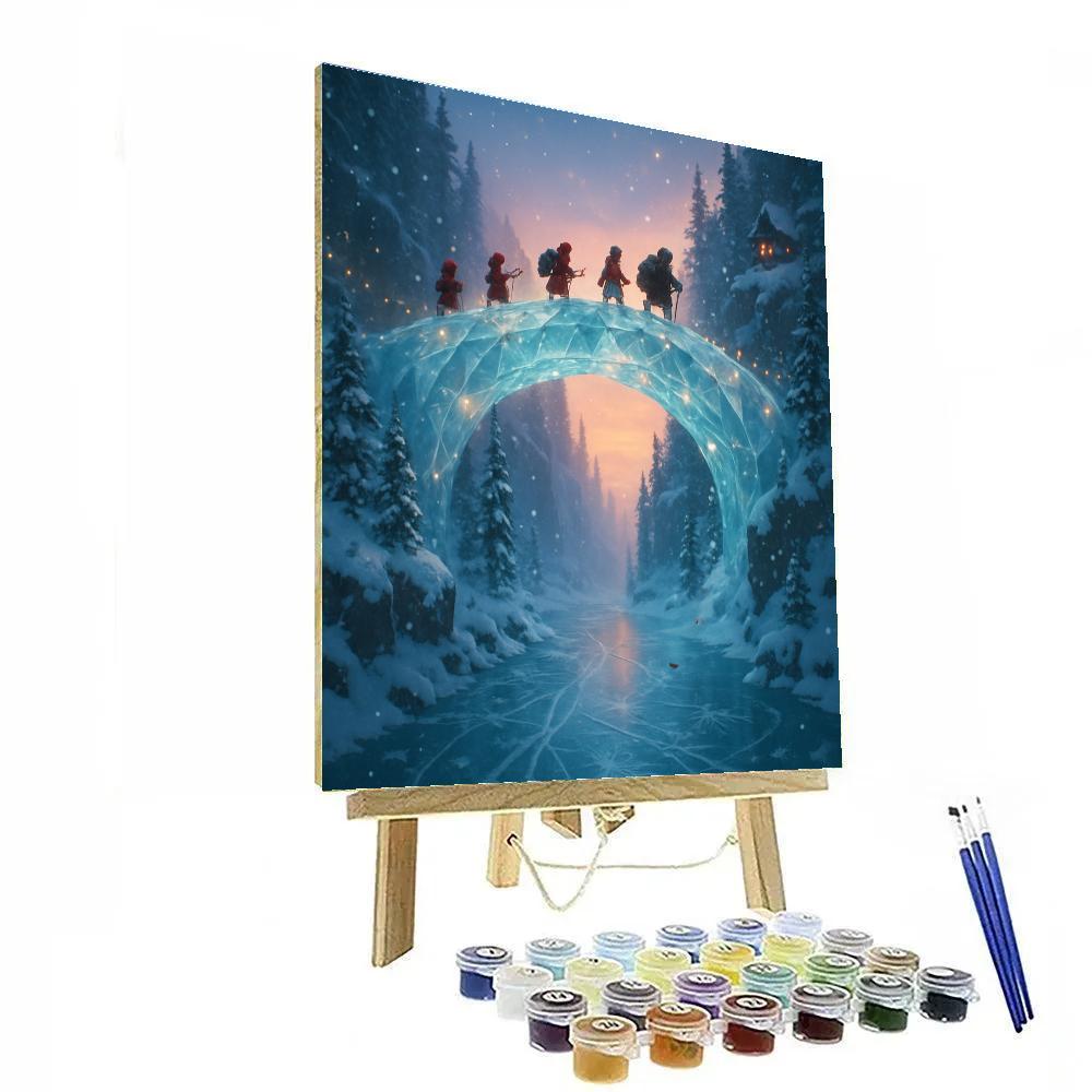 Crystal Christmas Bridge In The Frozen Gorge Painting by numbers kit