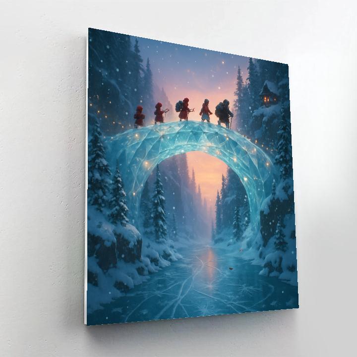 Crystal Christmas Bridge In The Frozen Gorge Painting by numbers kit