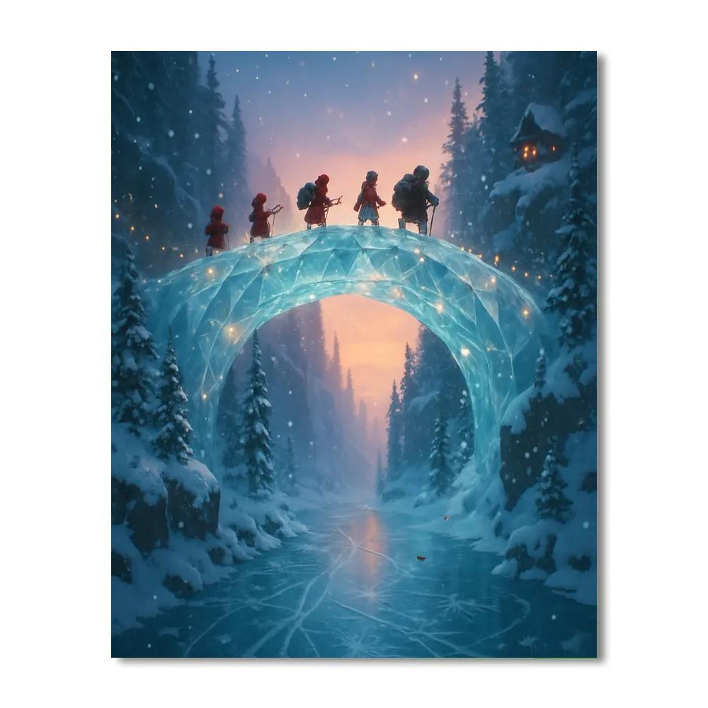 Crystal Christmas Bridge In The Frozen Gorge Painting by numbers kit