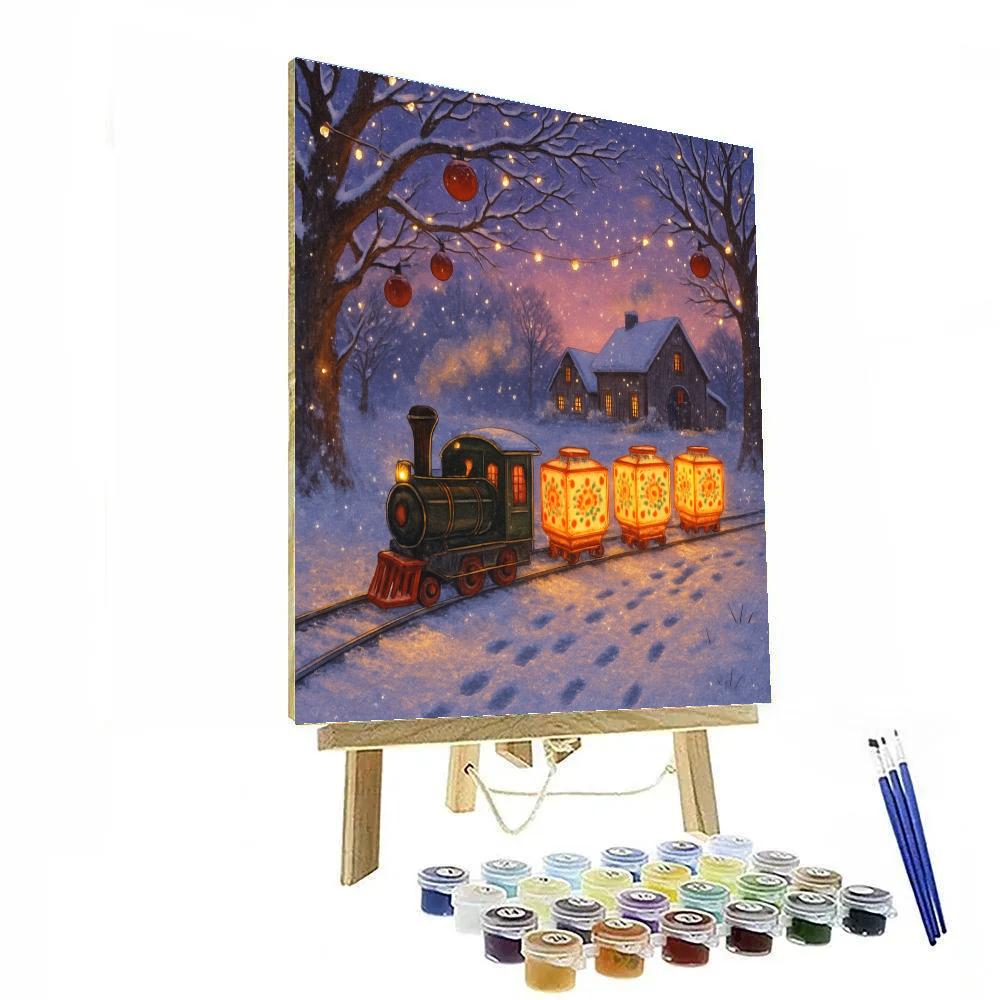 Christmas Lantern Train Through The Orchard DIY paint by numbers