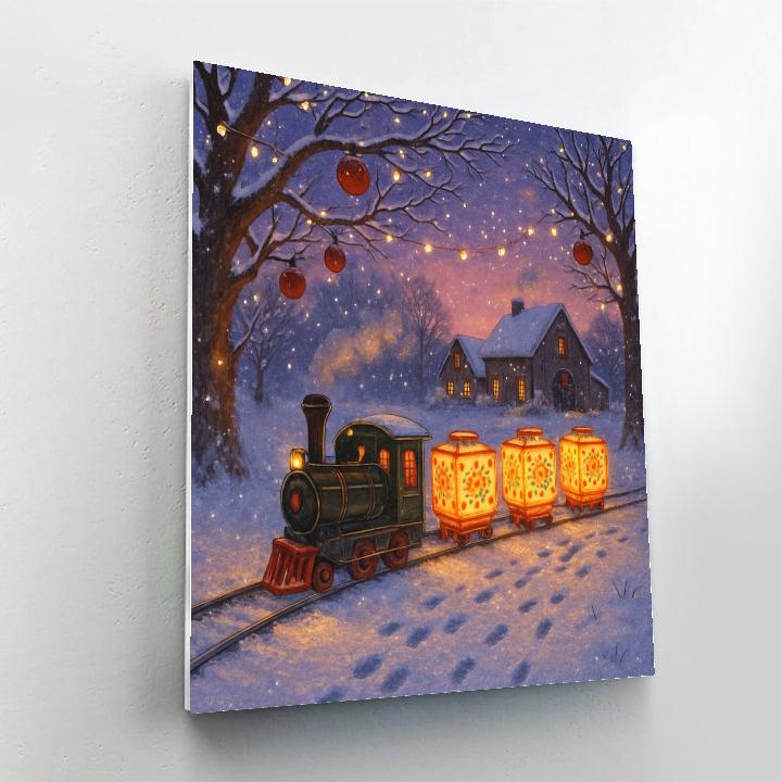 Christmas Lantern Train Through The Orchard DIY paint by numbers