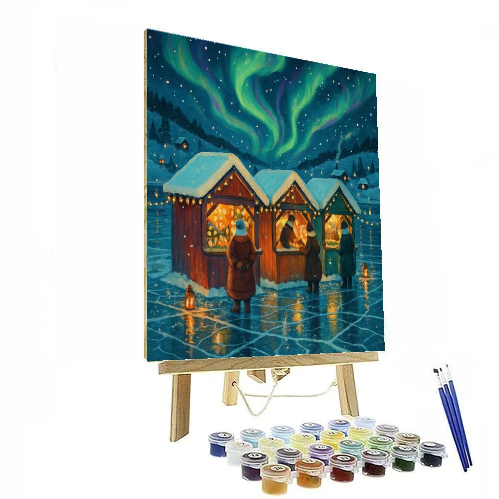Aurora Christmas Market On The Frozen Bay Painting by numbers kit