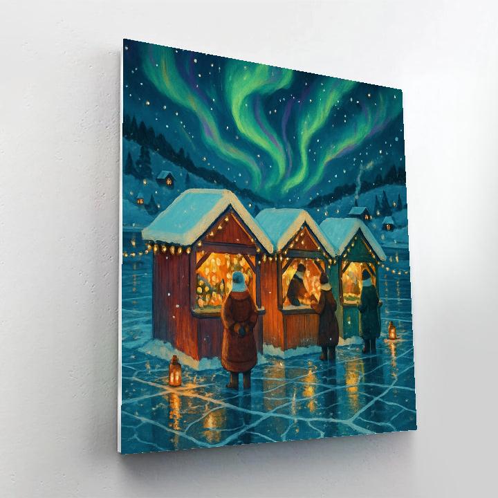 Aurora Christmas Market On The Frozen Bay Painting by numbers kit
