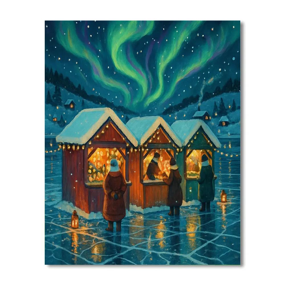 Aurora Christmas Market On The Frozen Bay Painting by numbers kit
