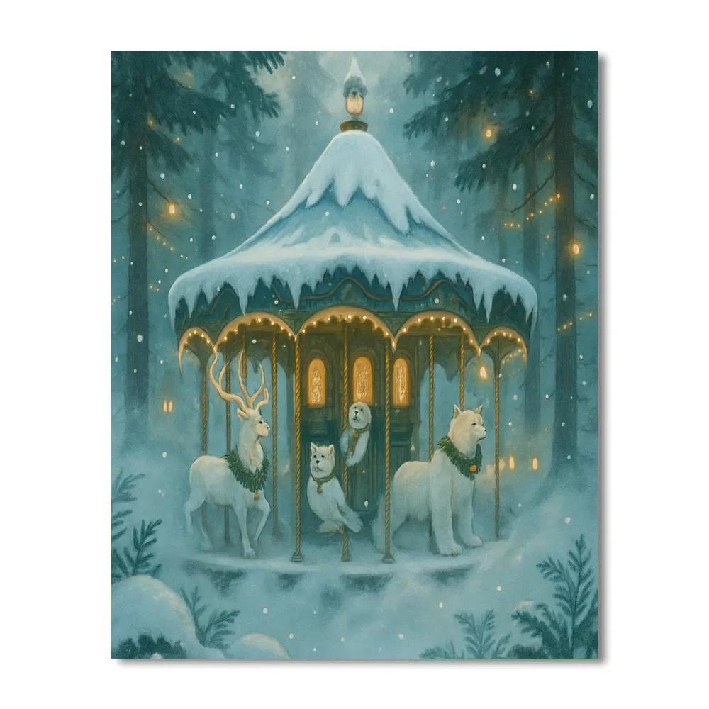 Christmas Carousel In The Cloud Forest Paint by numbers kits