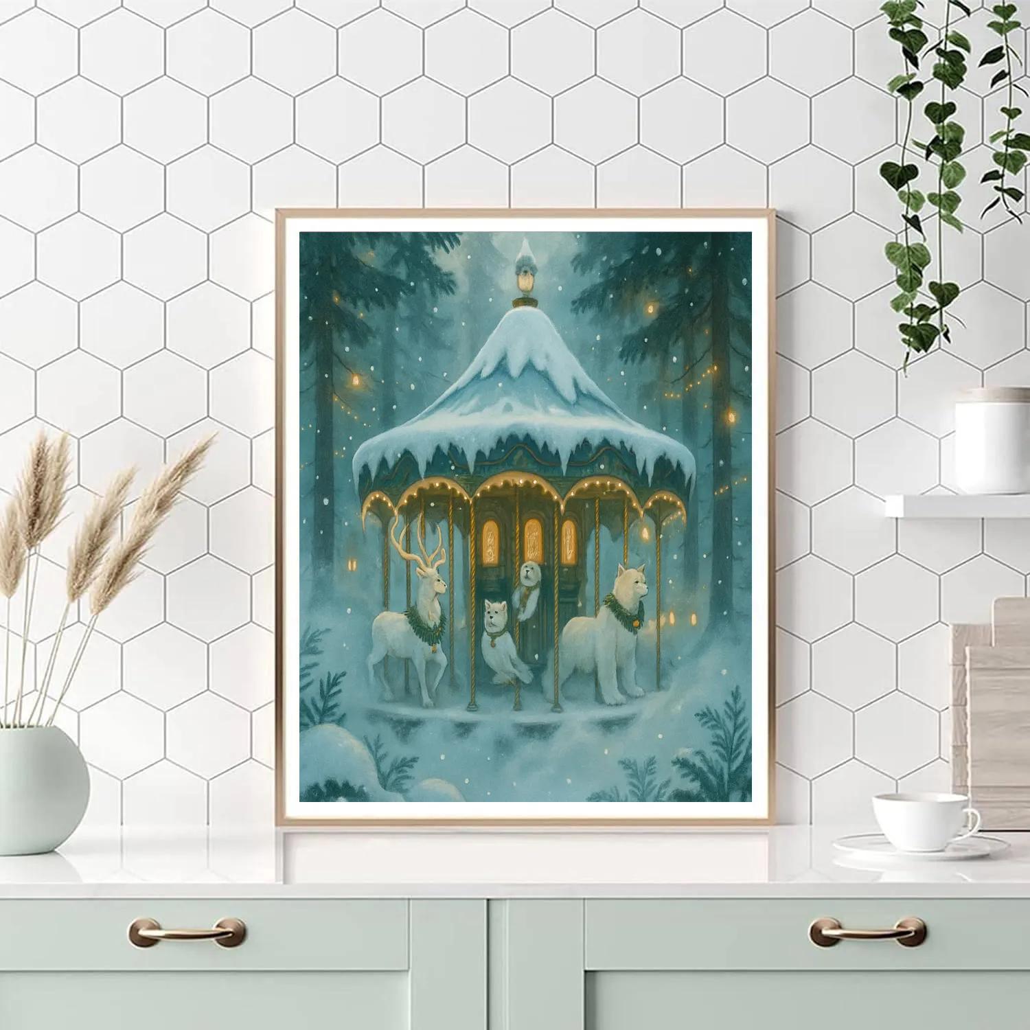 Christmas Carousel In The Cloud Forest Paint by numbers kits