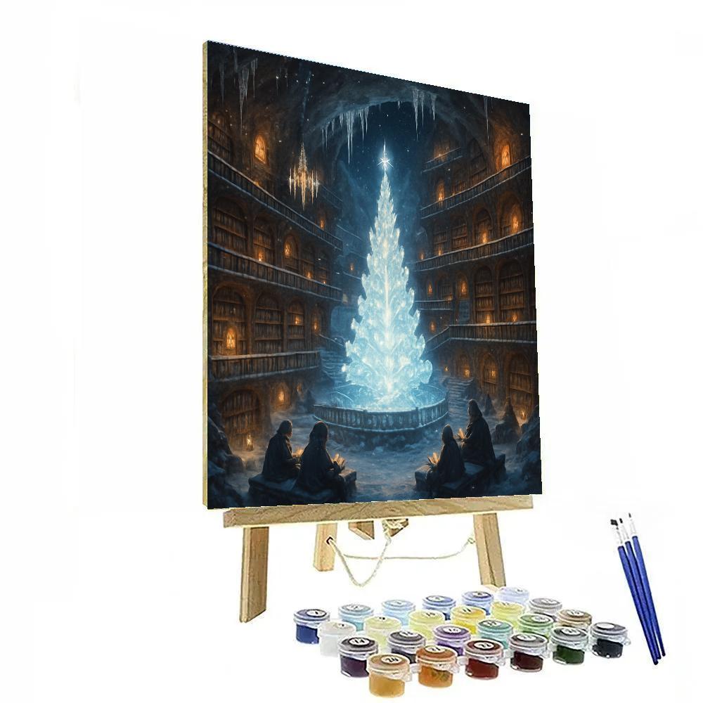 Christmas Tree Library In The Hollow Mountain painting number kit