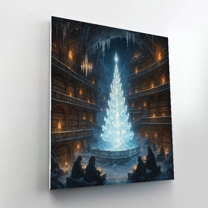 Christmas Tree Library In The Hollow Mountain painting number kit