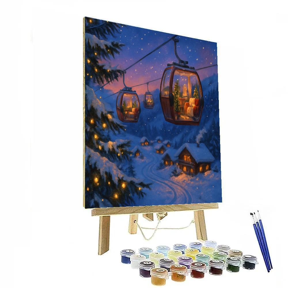 Christmas Gondolas Over The Winter Valley painting number kit