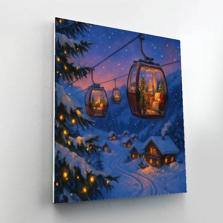 Christmas Gondolas Over The Winter Valley painting number kit