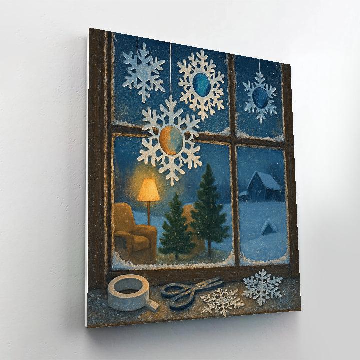 Christmas Window Of Paper Snowflake Planets DIY paint by numbers