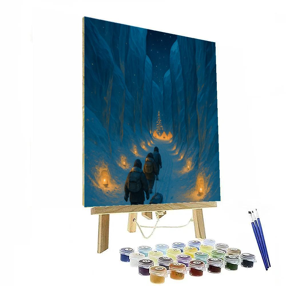 Christmas Lantern Trail Into The Ice Canyon paint by number