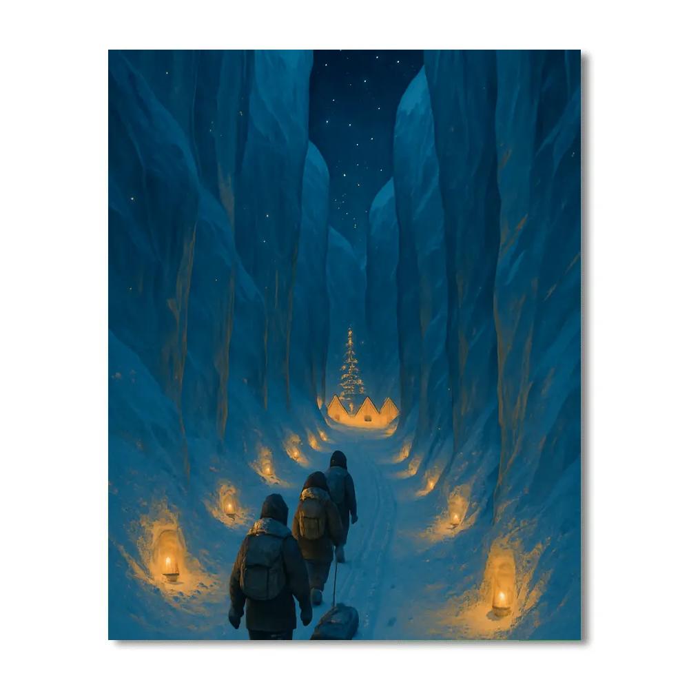 Christmas Lantern Trail Into The Ice Canyon paint by number