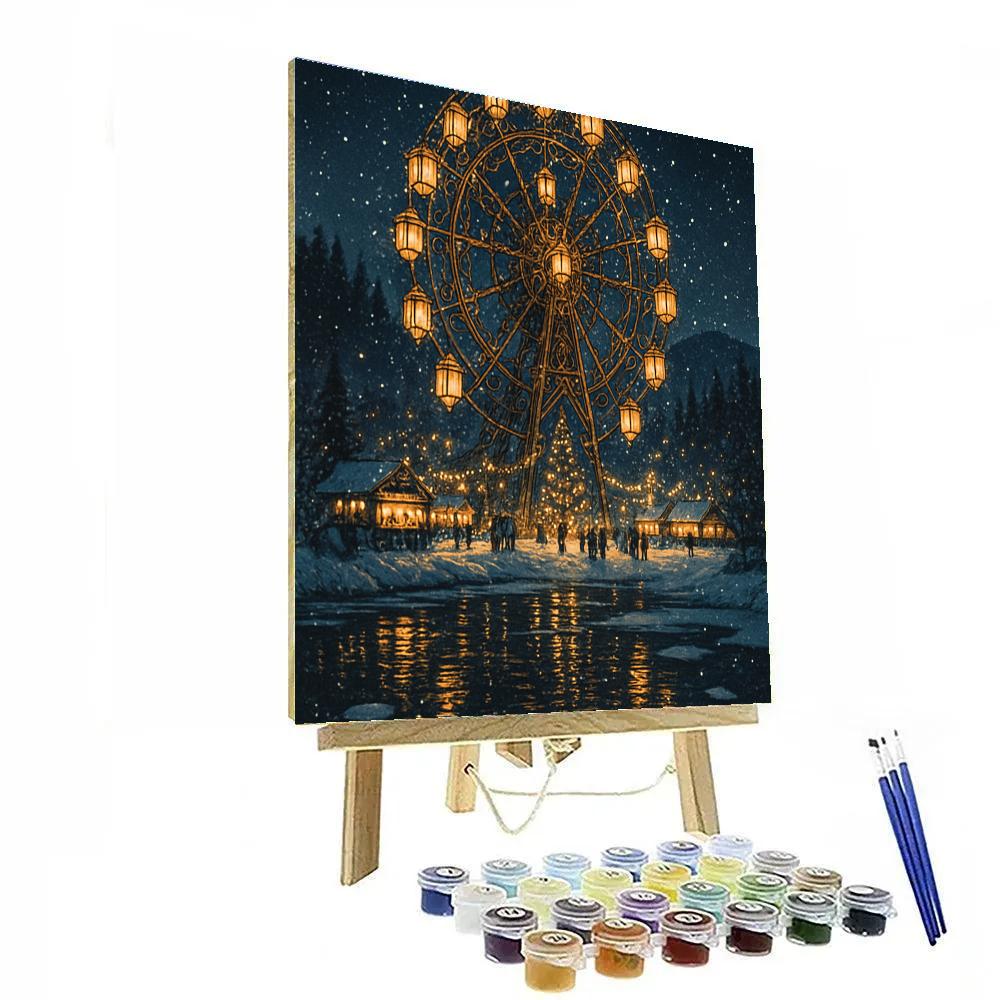 Christmas Lantern Ferris Wheel Beside The Lake paint by numbers