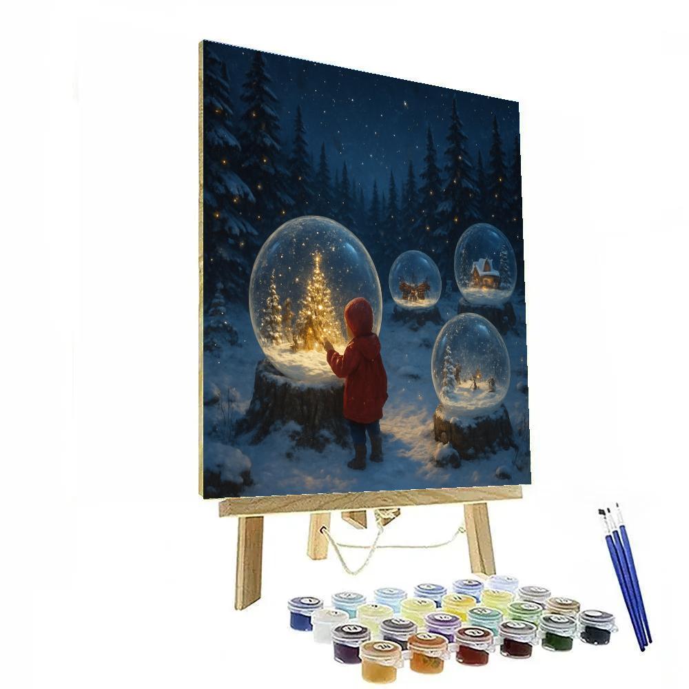 Christmas Snow Globe Forest Clearing paint by numbers