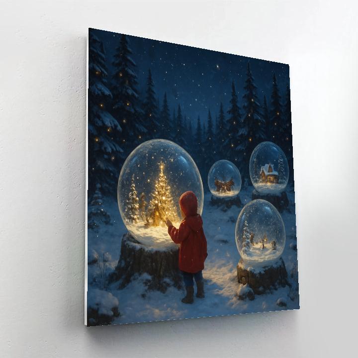 Christmas Snow Globe Forest Clearing paint by numbers