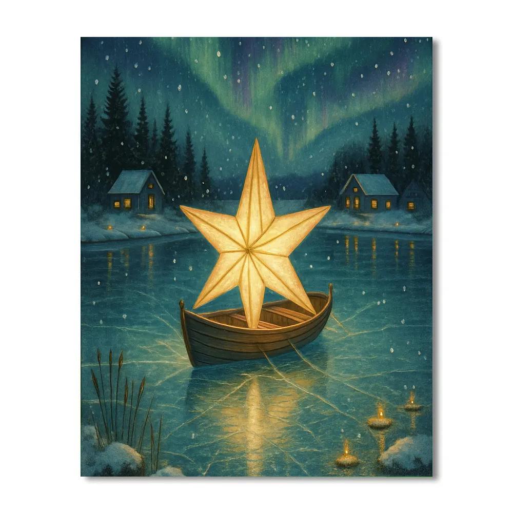 Christmas Starboat On The Frozen Lagoon DIY paint by numbers