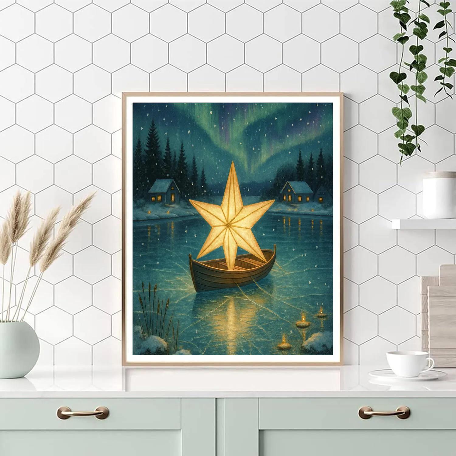 Christmas Starboat On The Frozen Lagoon DIY paint by numbers