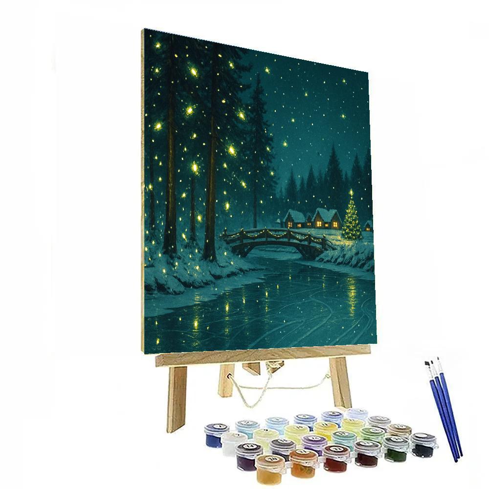 Christmas Firefly Pines Beside The River paint by number