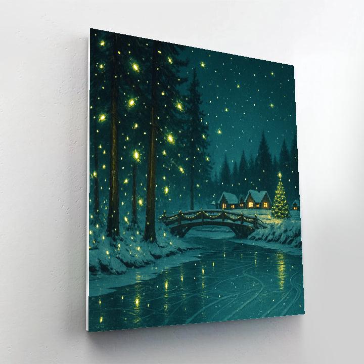 Christmas Firefly Pines Beside The River paint by number