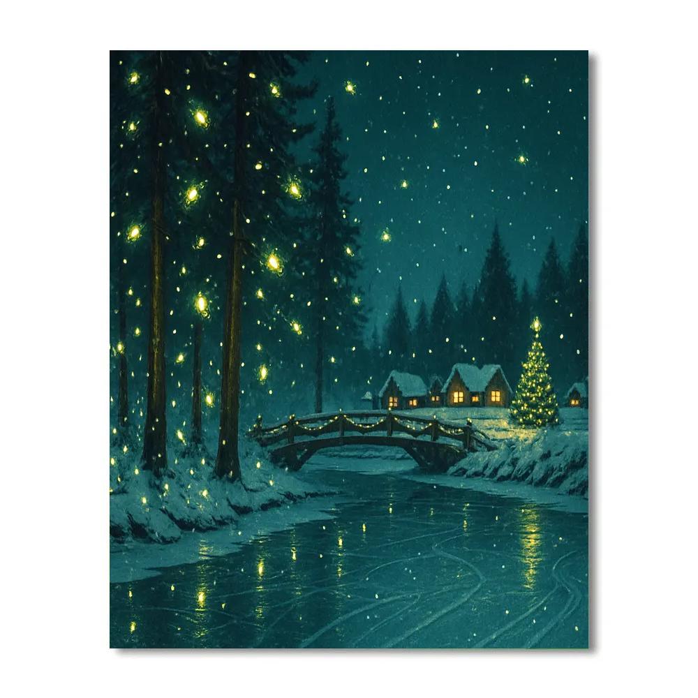 Christmas Firefly Pines Beside The River paint by number