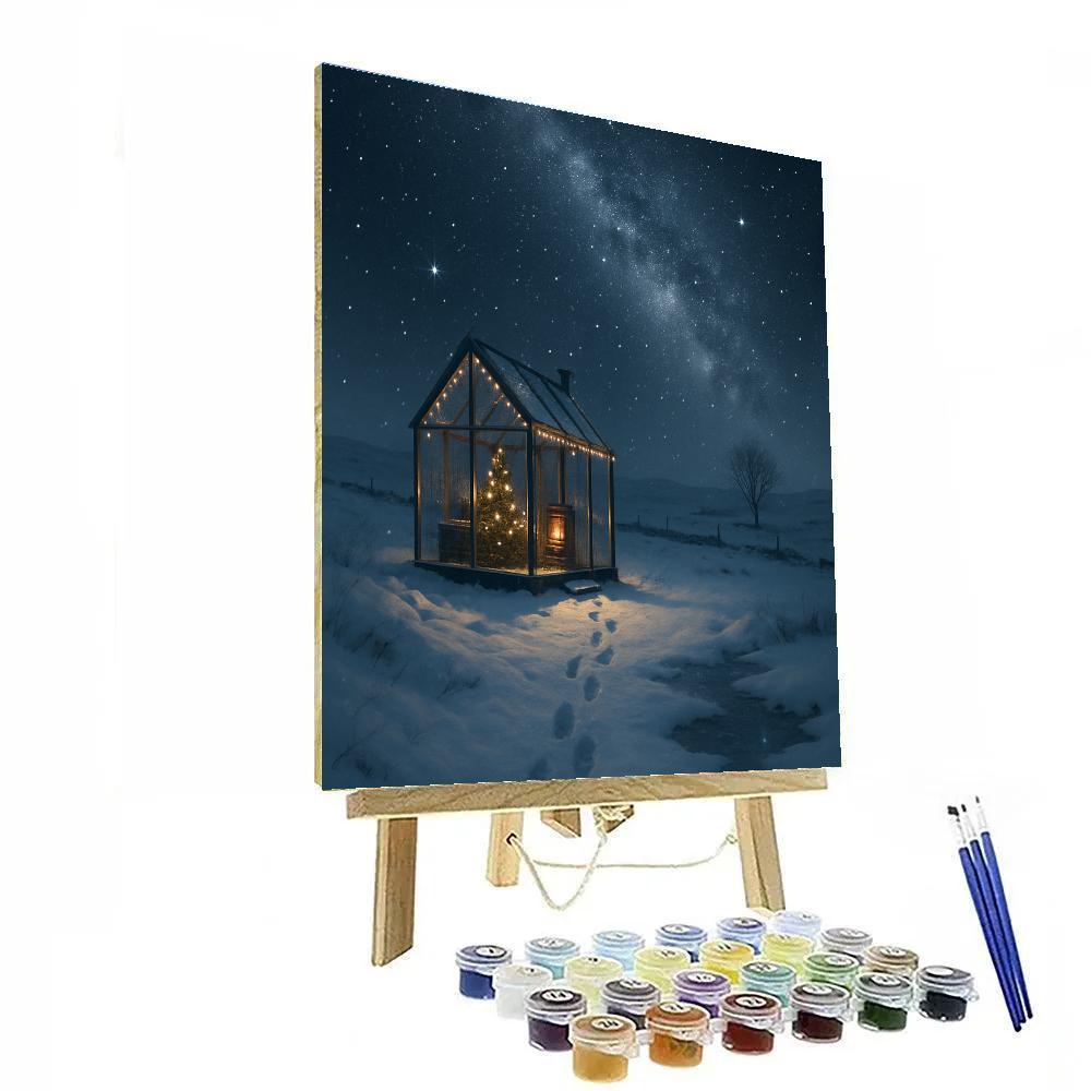 Christmas Stargazer Cabin On The Frozen Moor Number painting