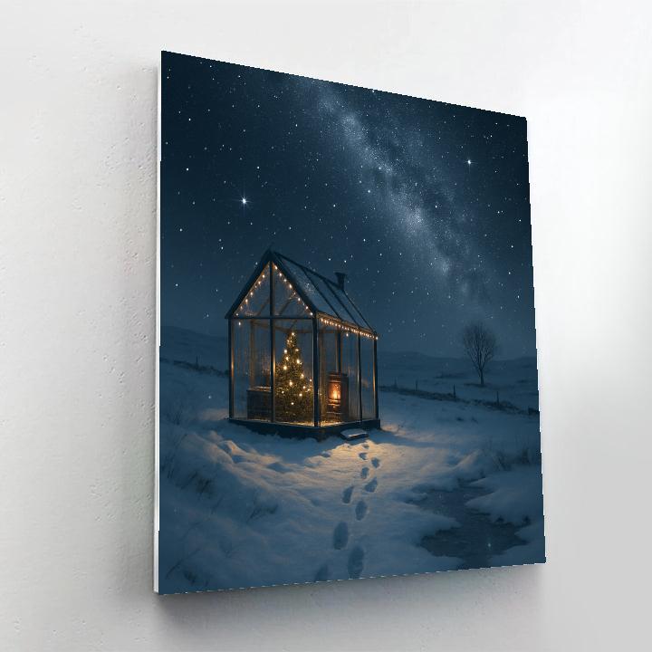 Christmas Stargazer Cabin On The Frozen Moor Number painting