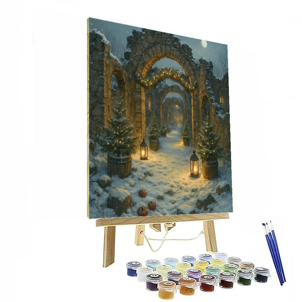 Christmas Lantern Path Through The Orchard Ruins paint by number